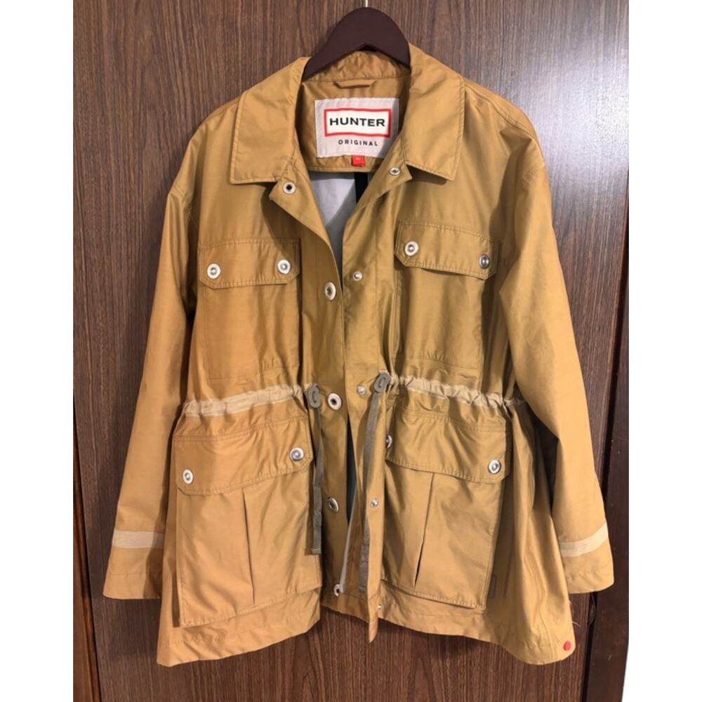 Hunter Refined Garden Water Resistant Tan Outdoors Raincoat Anorak Jacket Sz XL - Picture 3 of 8